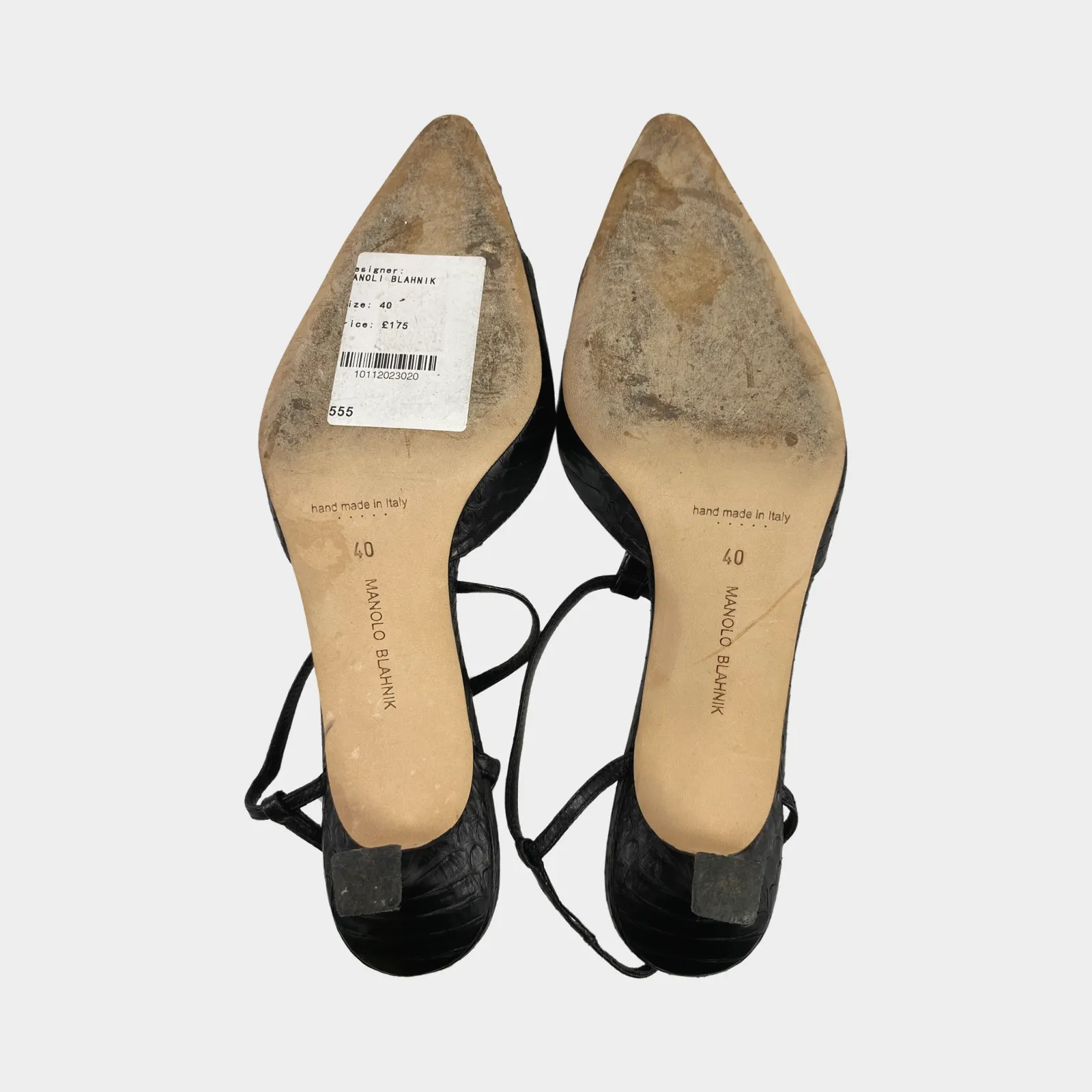 Manolo Blahnik black kitten heel sandal