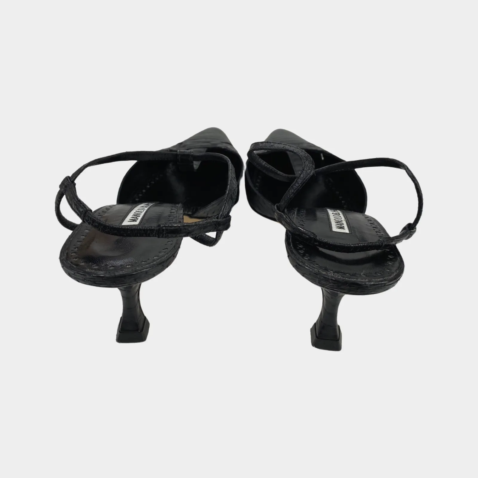 Manolo Blahnik black kitten heel sandal