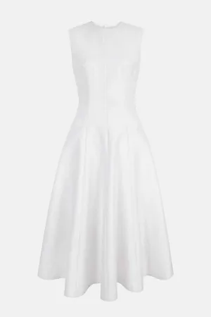 Mara Dress in Optic White Floral Embossed Cloque