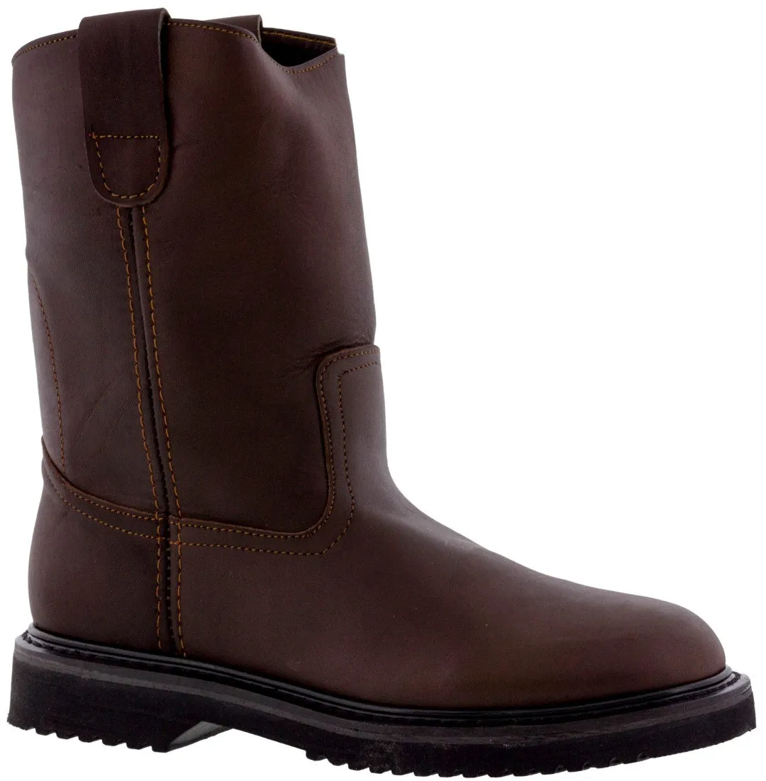 Men's 700HU2 Rustic Brown Leather Oil Resistant Work Boots Rubber Sole