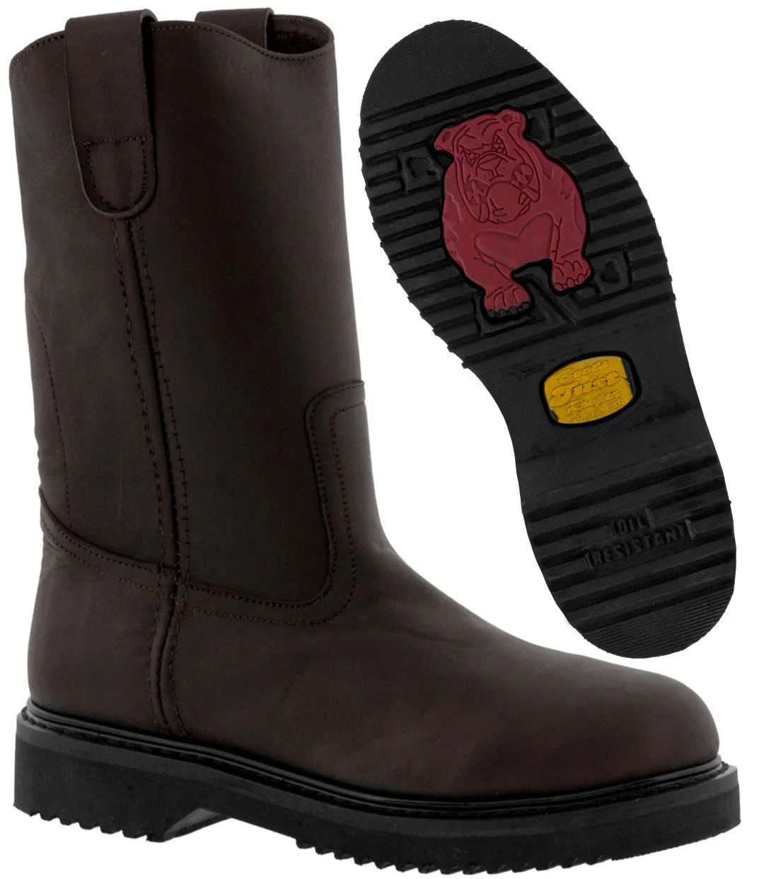 Men's 700HU2 Rustic Brown Leather Oil Resistant Work Boots Rubber Sole