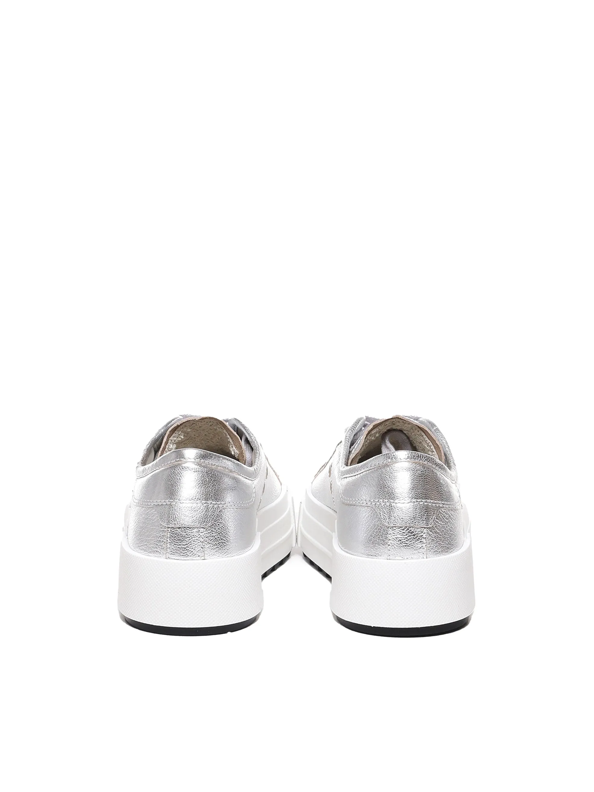 Metallic Silver Calfskin Sneakers