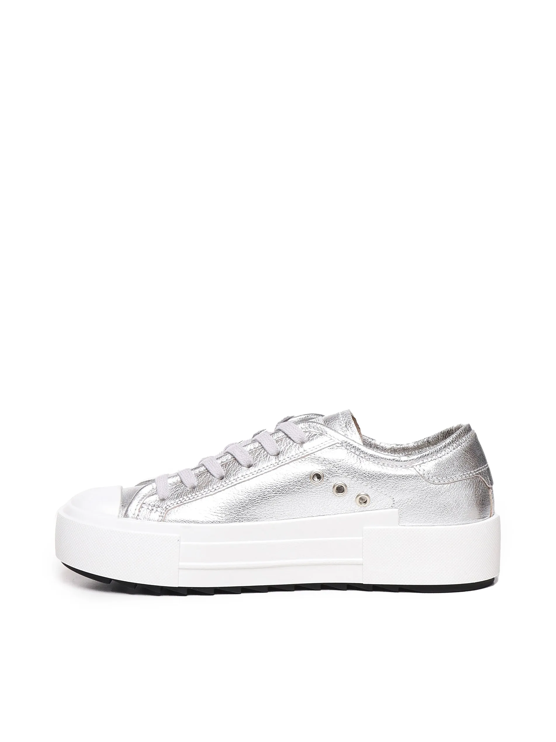 Metallic Silver Calfskin Sneakers