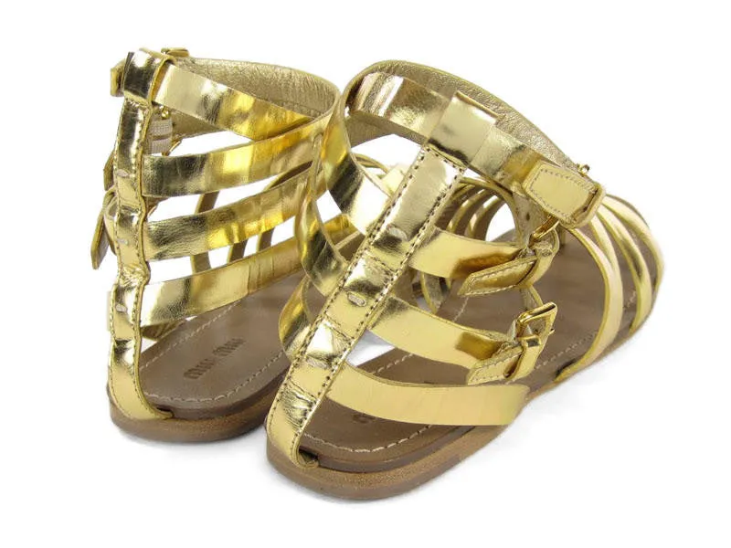 Miu Miu Gold Metallic Gladiator Shoes