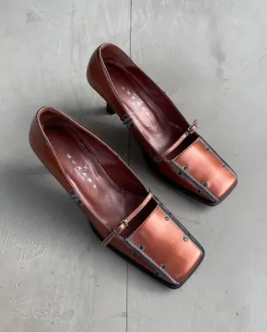 MUXART METALLIC SQUARE TOE LEATHER HEEL - UK 7 / EU 40