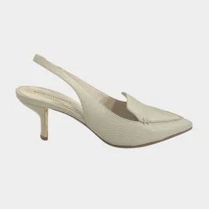 Nicholas Kirkwood Ecru Leather Sling-back Kitten Heels
