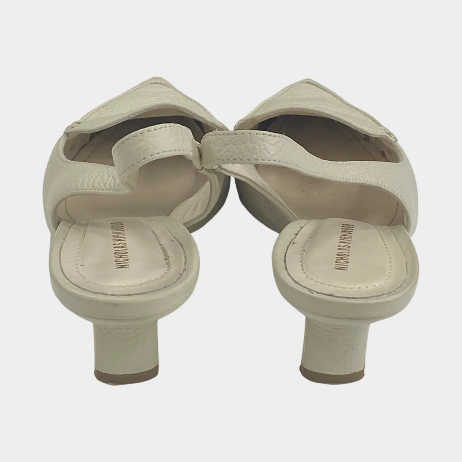 Nicholas Kirkwood Ecru Leather Sling-back Kitten Heels