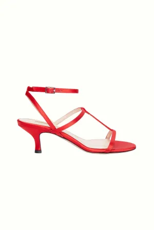 Novie Kitten Heel Shoes In Red Satin