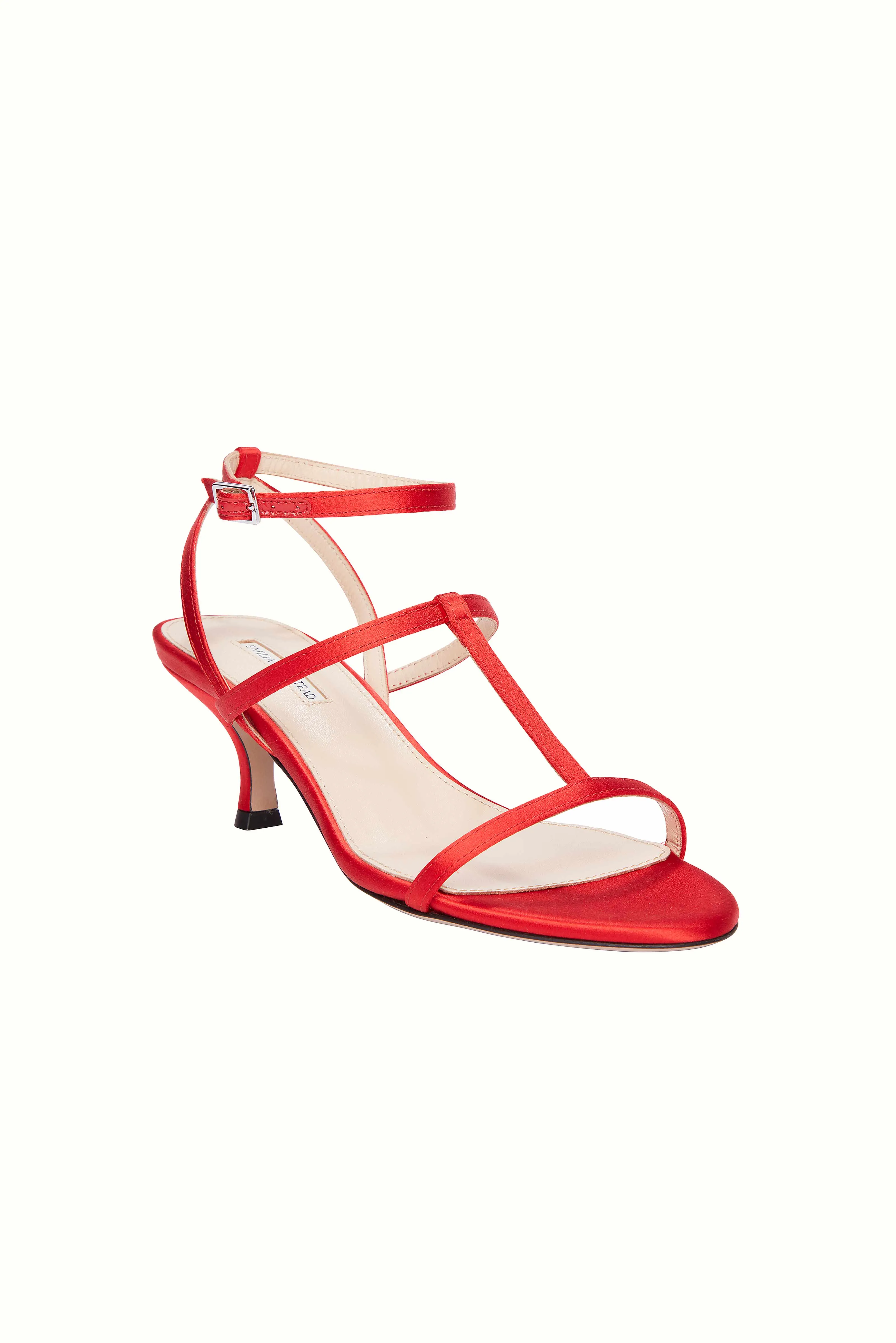 Novie Kitten Heel Shoes In Red Satin