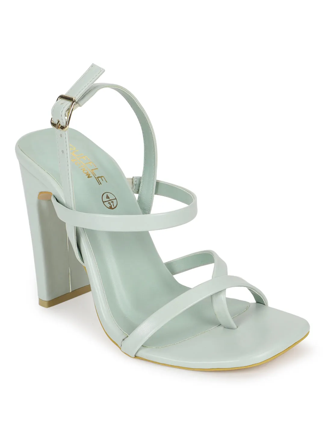 Pastel Green PU Strappy High Slim Block Sandals (TC-SLC-B-71-GRN)