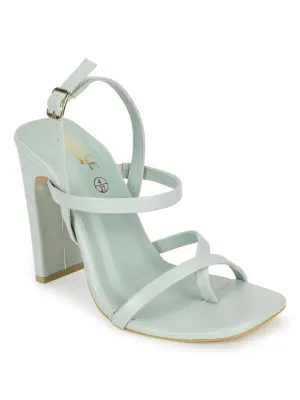 Pastel Green PU Strappy High Slim Block Sandals (TC-SLC-B-71-GRN)