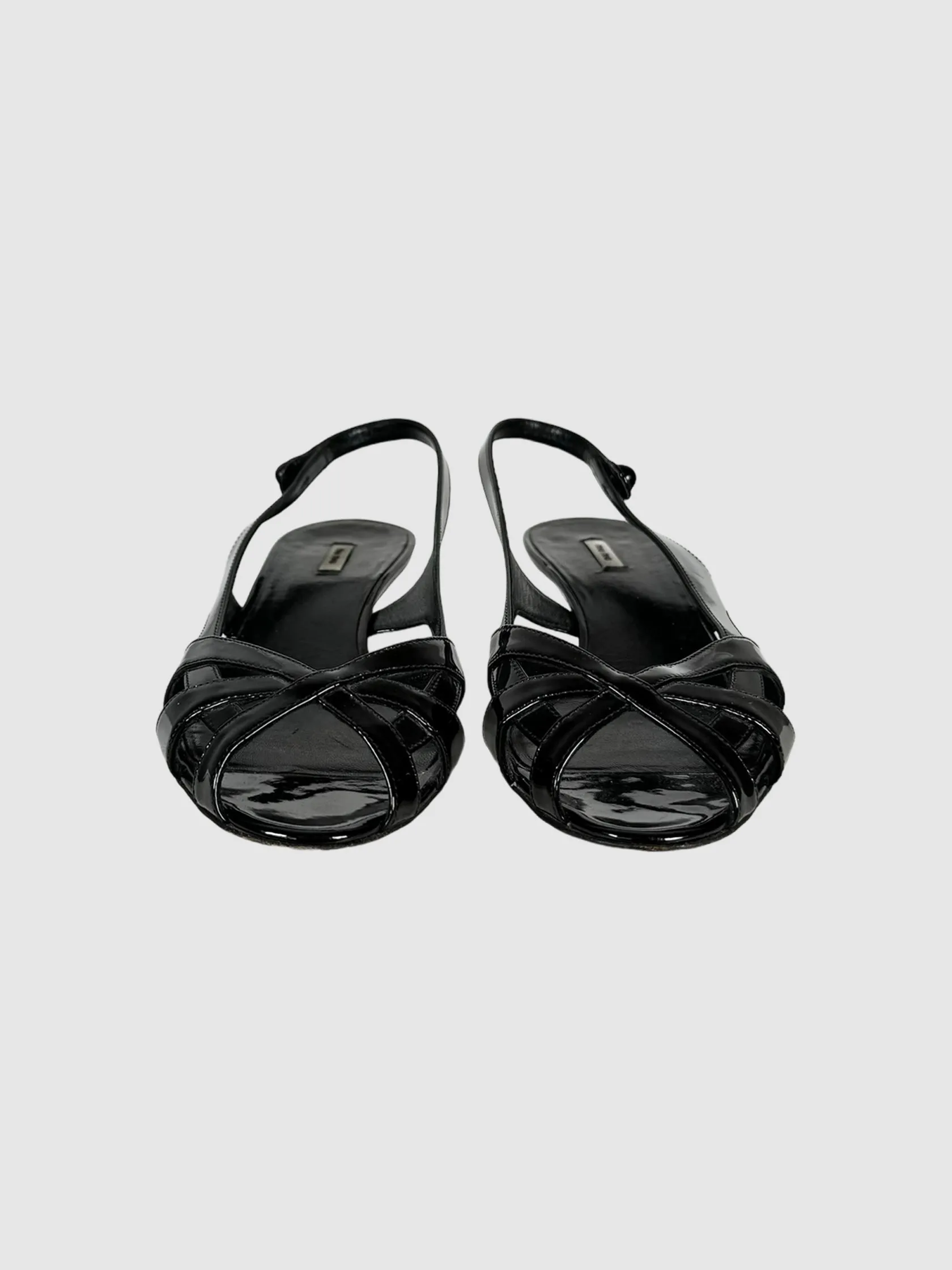 Patent Leather Cutout Kitten Heels - Size 37