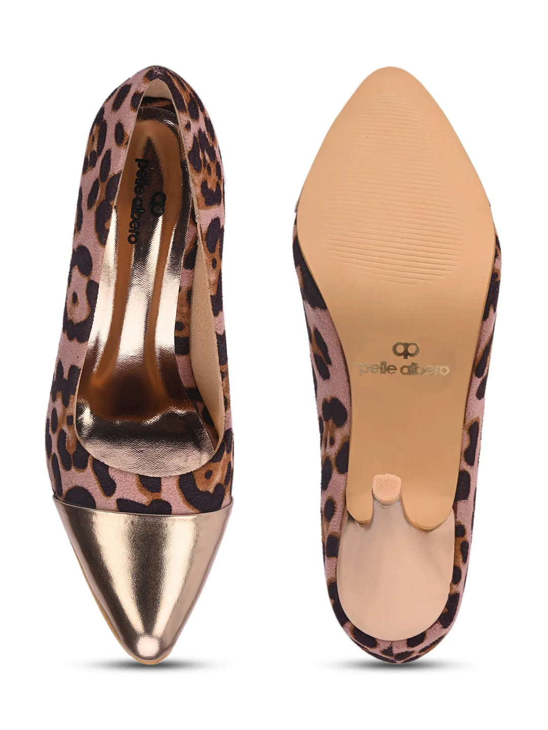 Pelle Albero Women Peach Slip-On Kitten Heels