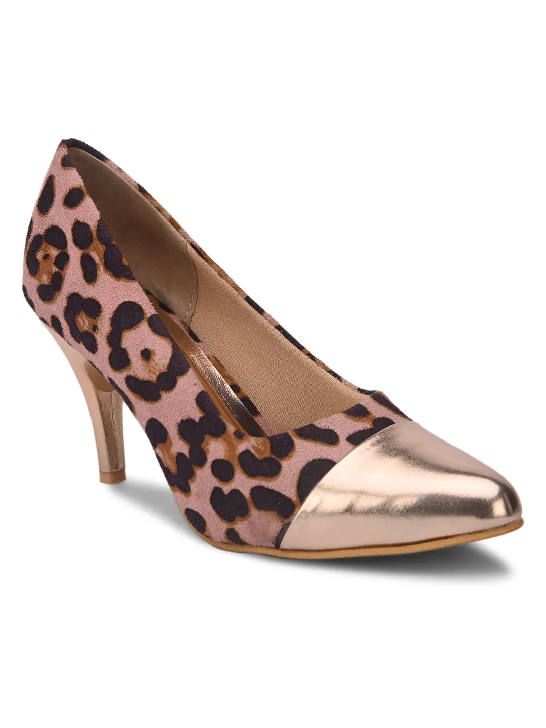 Pelle Albero Women Peach Slip-On Kitten Heels