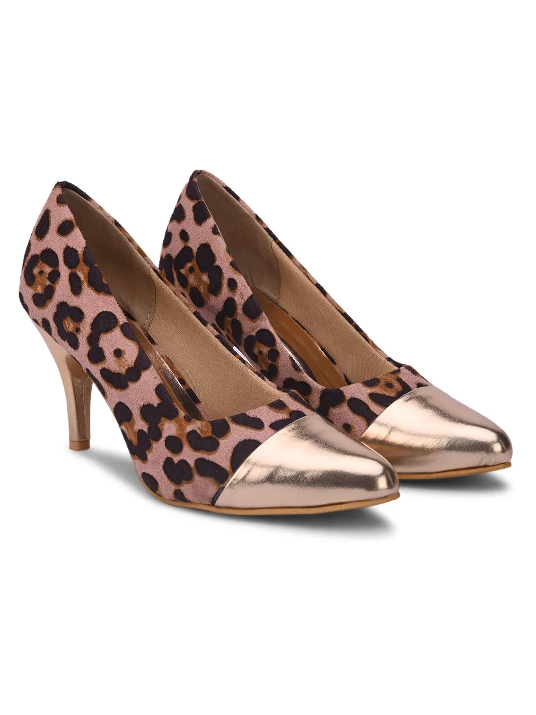 Pelle Albero Women Peach Slip-On Kitten Heels