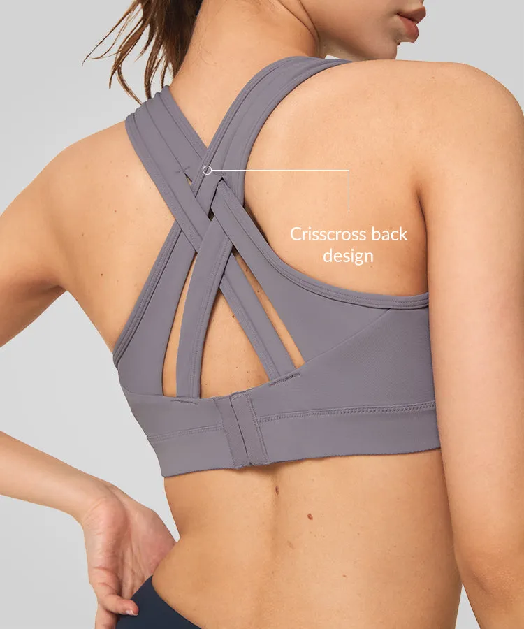 Power Cross Back Padded Running Bra | Women's High Support Sports Bra