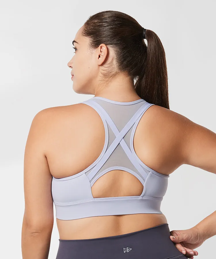 Power Cross Racerback Running Bra | Women's High Support Sports Bra (Plus Size)