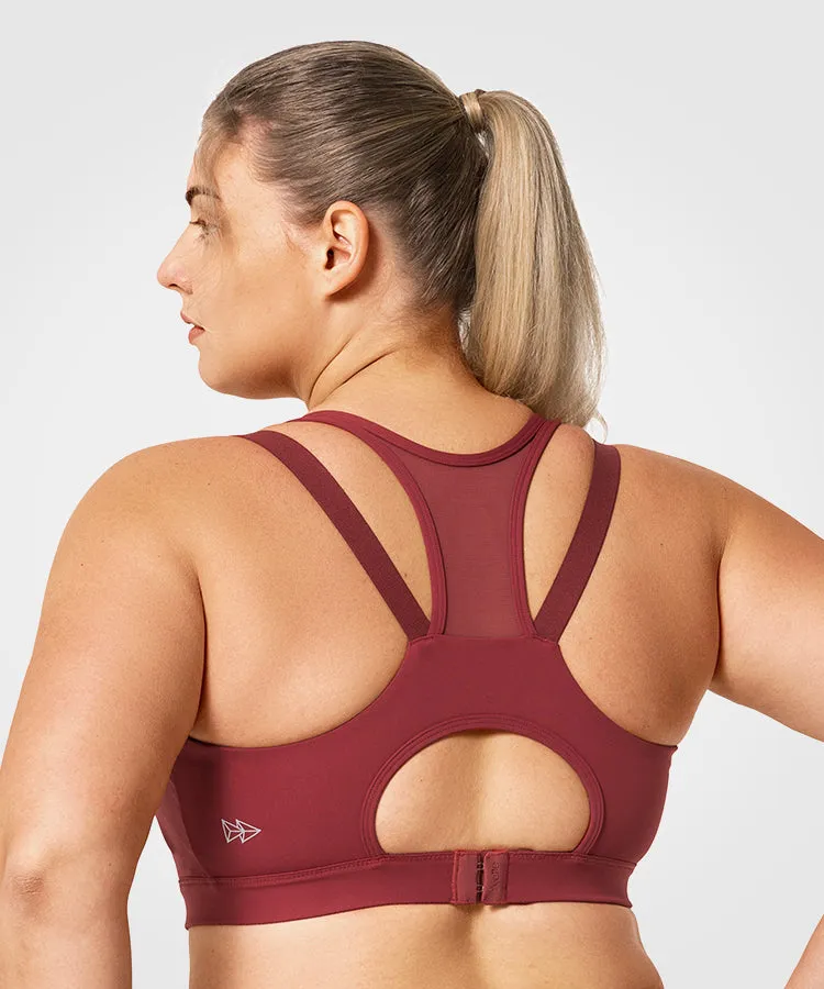 Power Zip Front Mesh Padded Running Bra | Women's High Support Sports Bra (Plus Size)