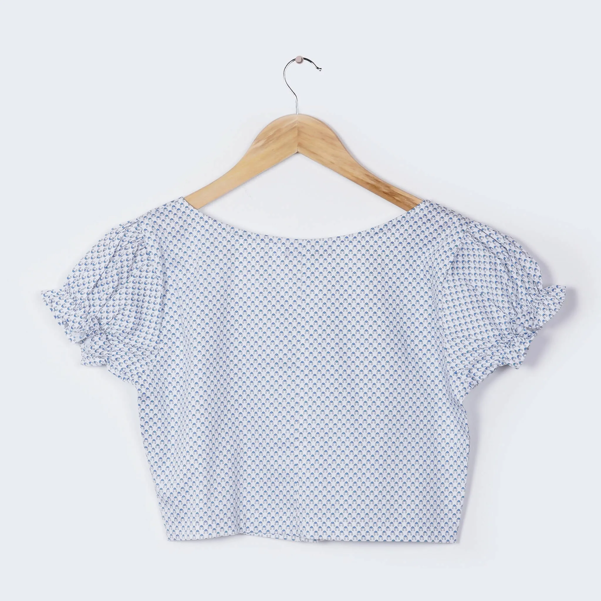 Printed White Crop Top