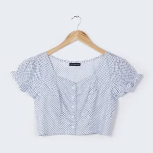 Printed White Crop Top