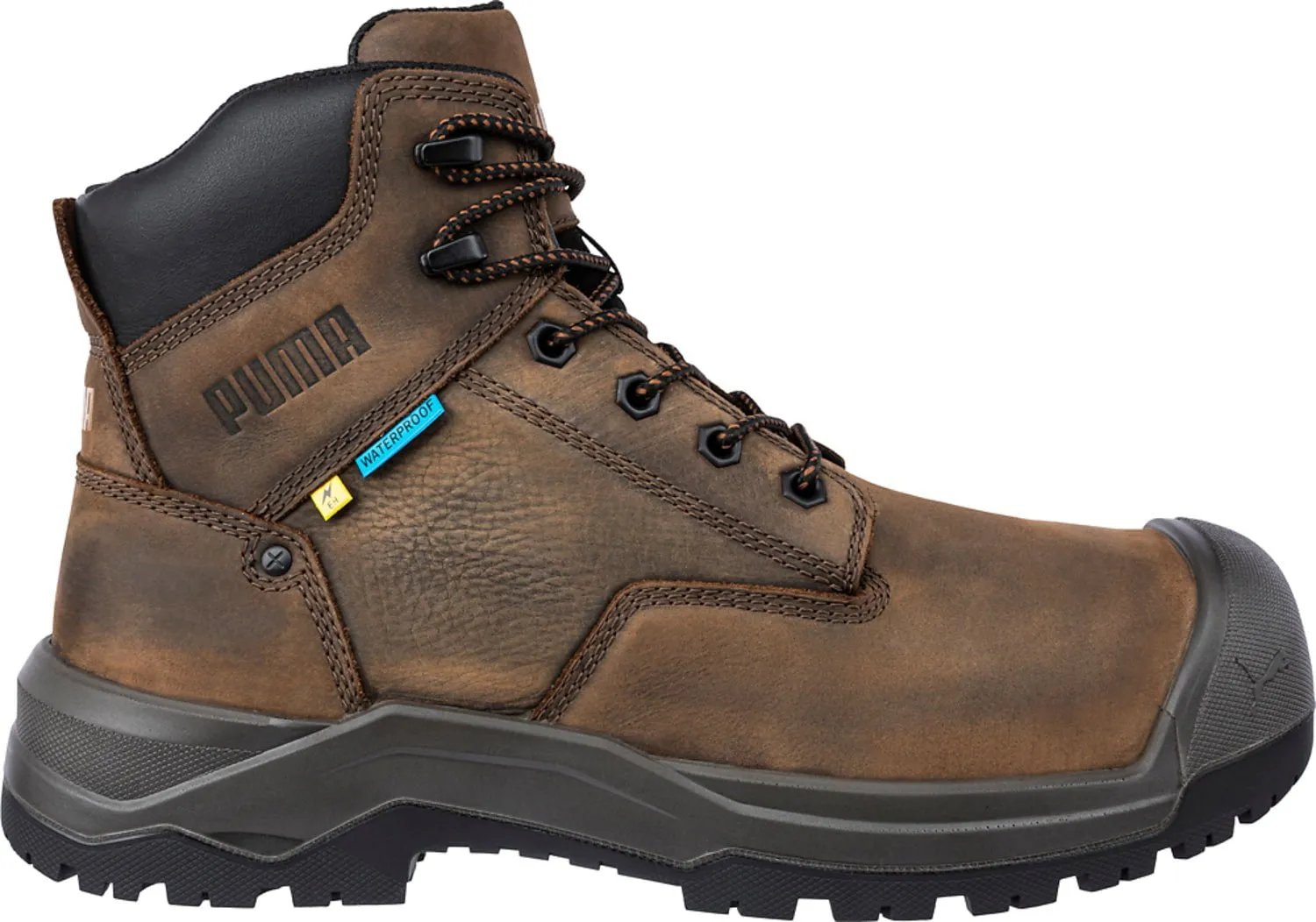 Puma Safety Mens Granite HD MT 6in Brown Leather EH WP SR Work Boots