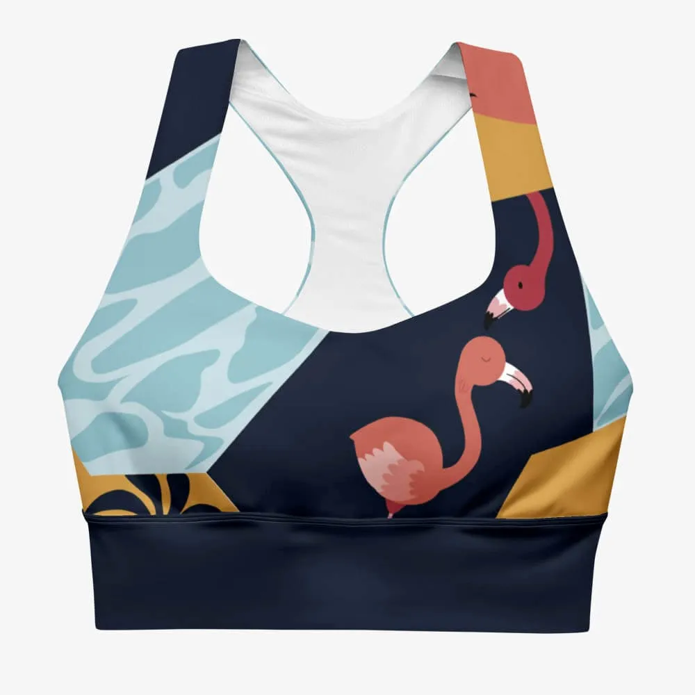 Recycled High Impact Bra "Flamingo" Blue/Yellow