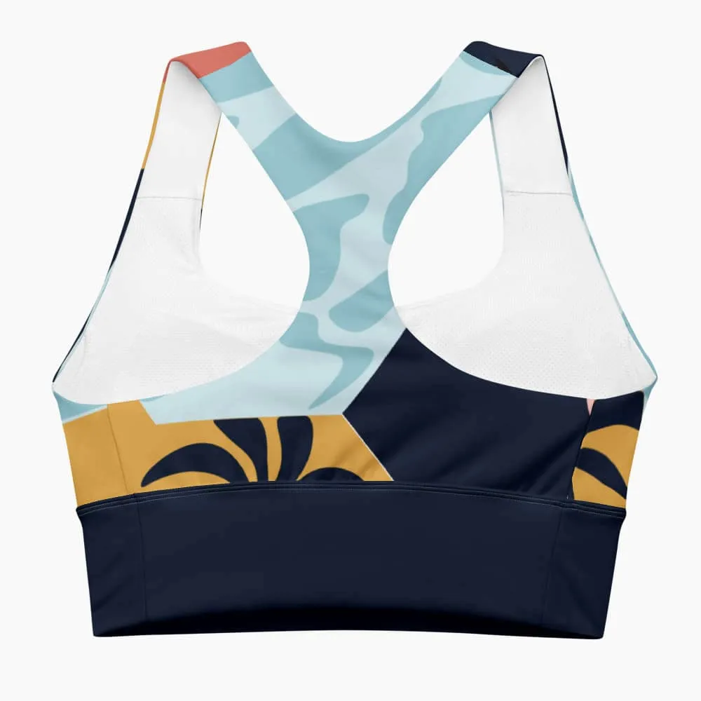 Recycled High Impact Bra "Flamingo" Blue/Yellow