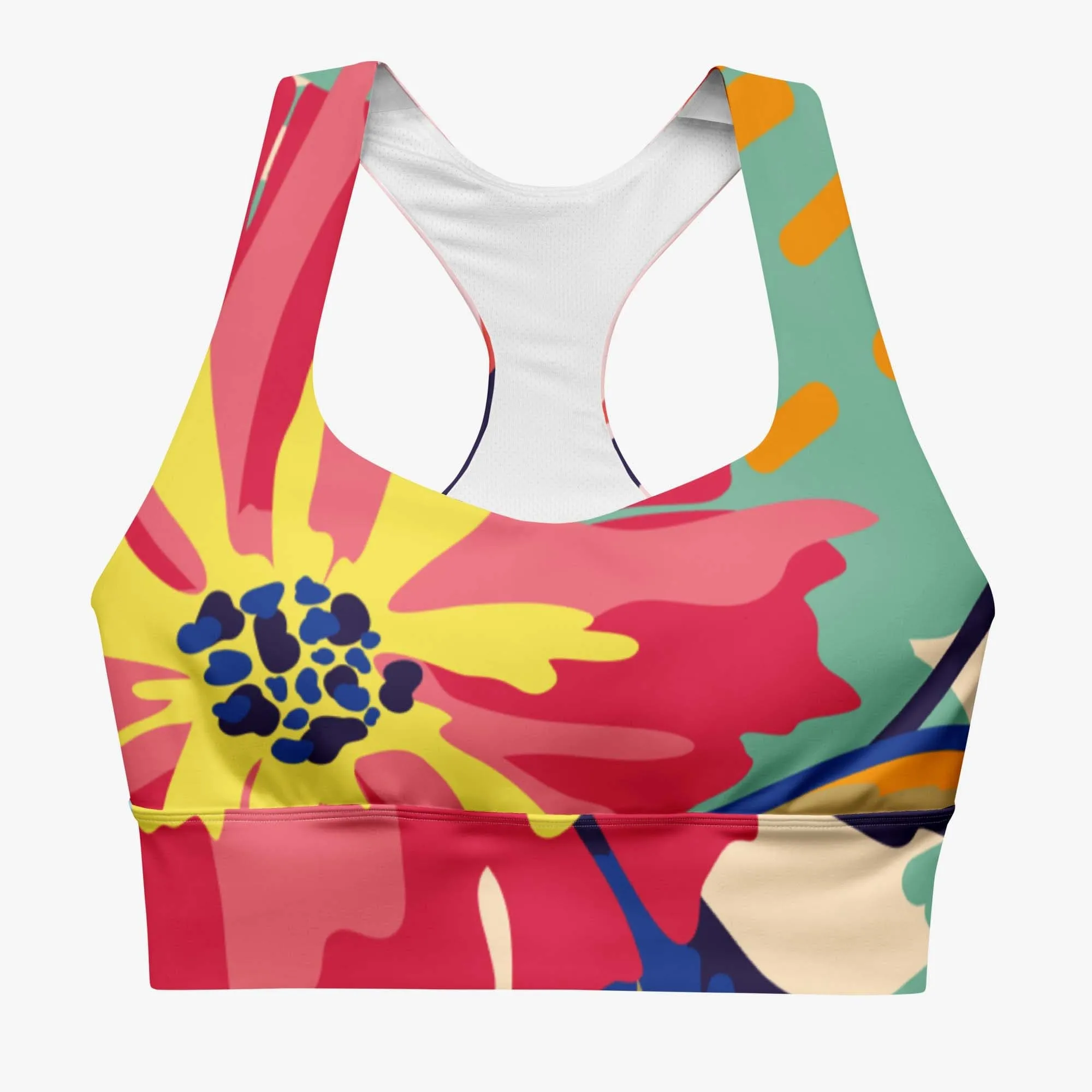 Recycled High Impact Bra "Flower Splash" Red/Yellow/Blue
