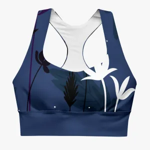 Recycled High Impact Sports Bras "Night Garden" Blue/White