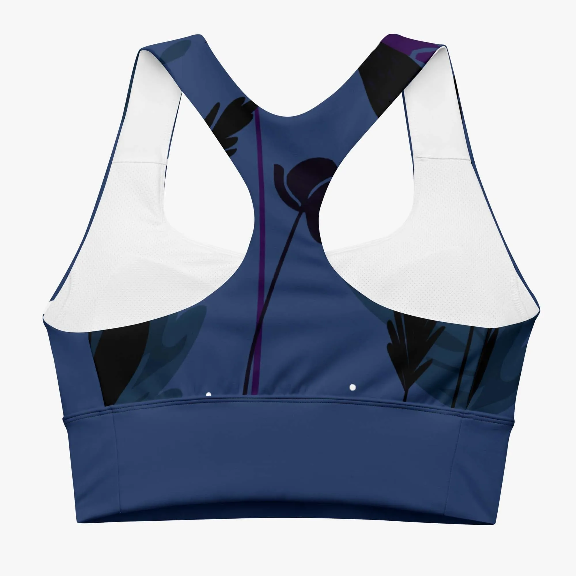 Recycled High Impact Sports Bras "Night Garden" Blue/White