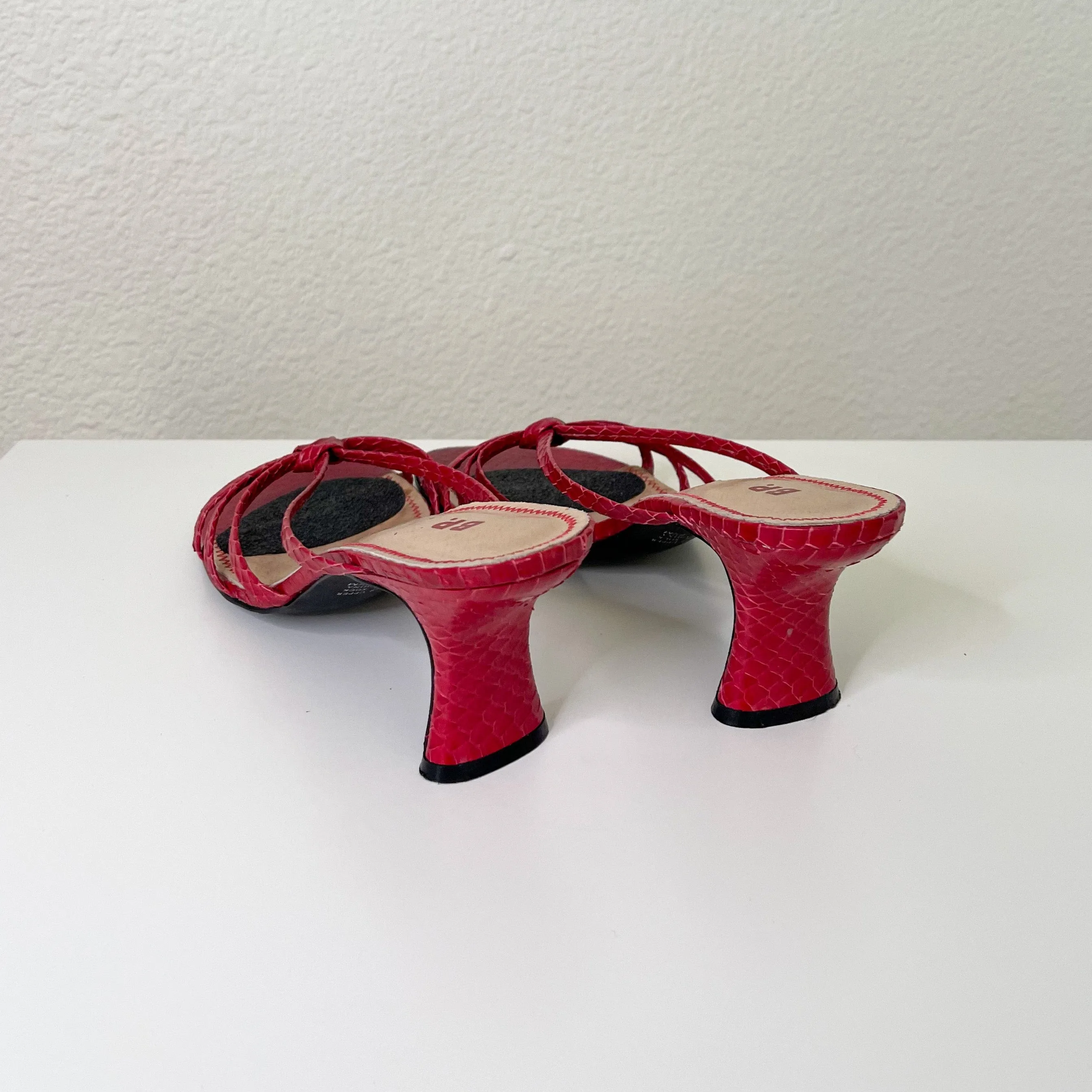 Red Strappy Kitten Heels
