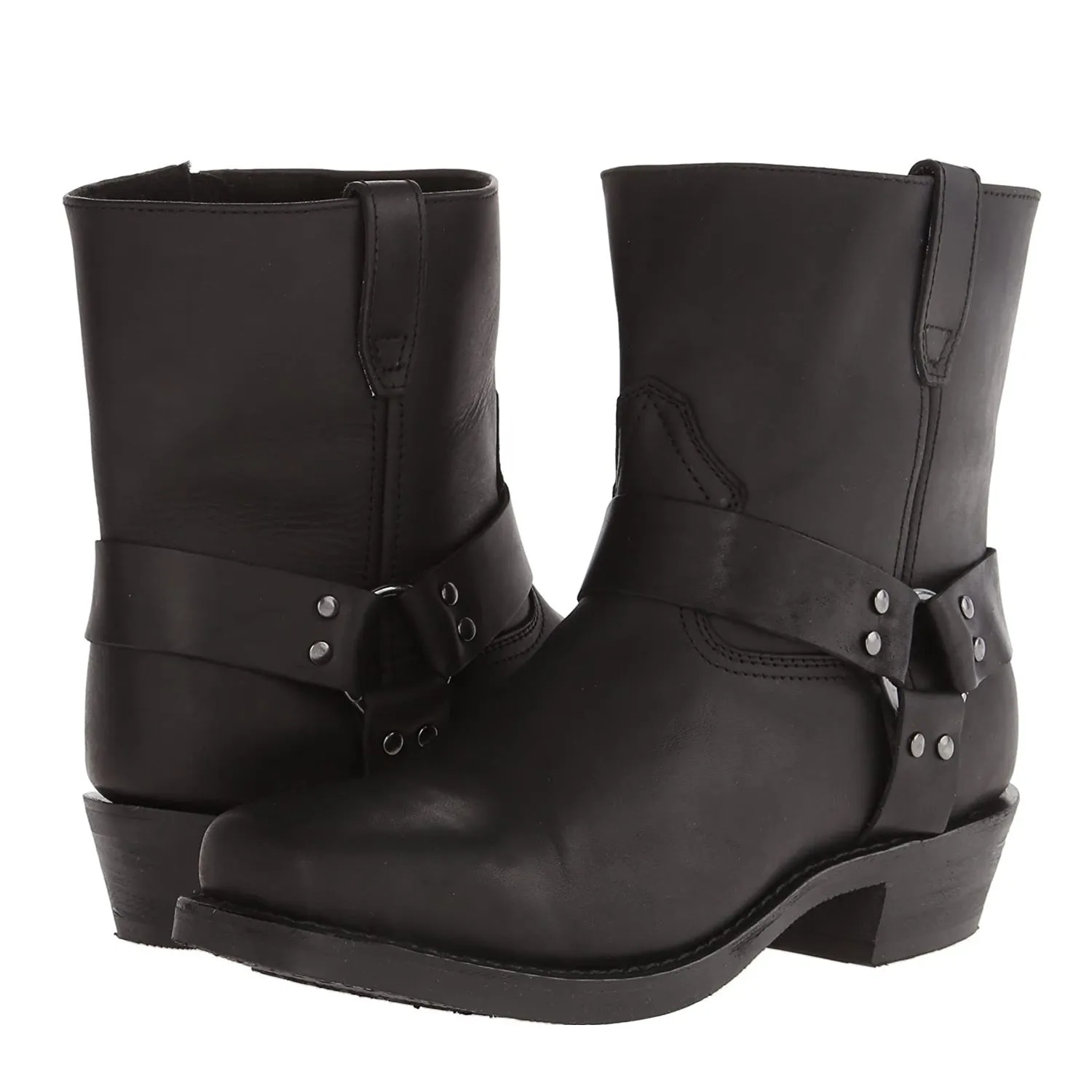 Retro Cowboy Mid-Calf Boots – Rivet Detail PU Ankle Boots for Men