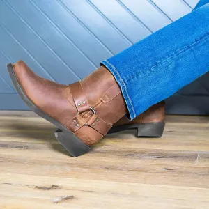 Retro Cowboy Mid-Calf Boots – Rivet Detail PU Ankle Boots for Men