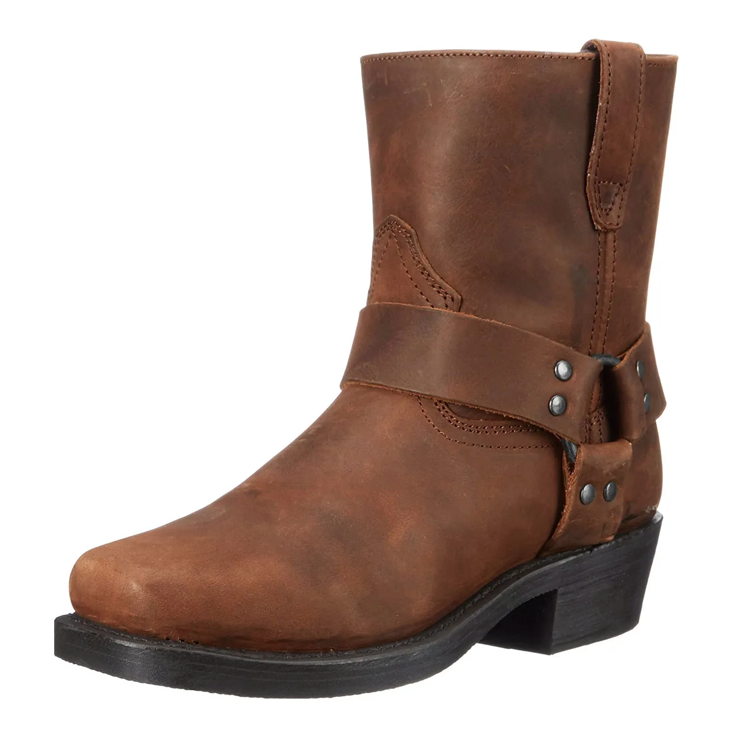 Retro Cowboy Mid-Calf Boots – Rivet Detail PU Ankle Boots for Men