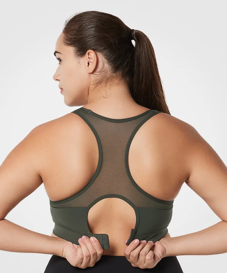 Shift Racerback Mesh Padded Running Bra | Women's High Support Sports Bra (Plus Size)