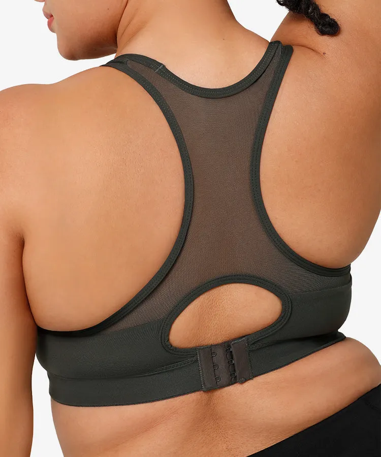 Shift Racerback Mesh Padded Running Bra | Women's High Support Sports Bra (Plus Size)