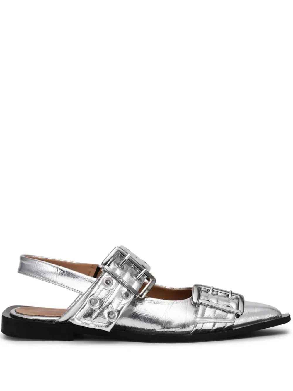 Silver-tone Ballerina Flat Shoes