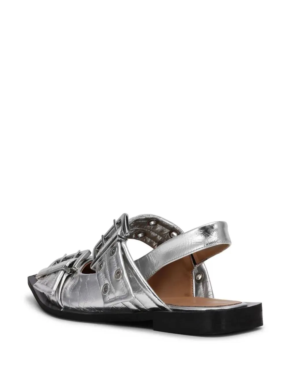 Silver-tone Ballerina Flat Shoes