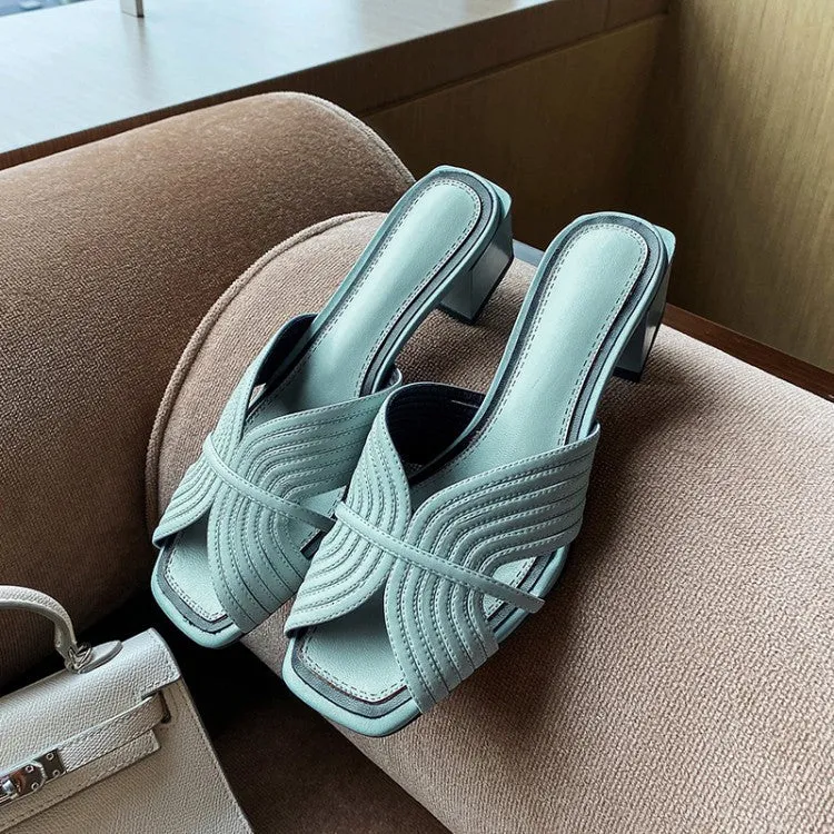 So 90's Chunky Kitten Heel Leather Sandals