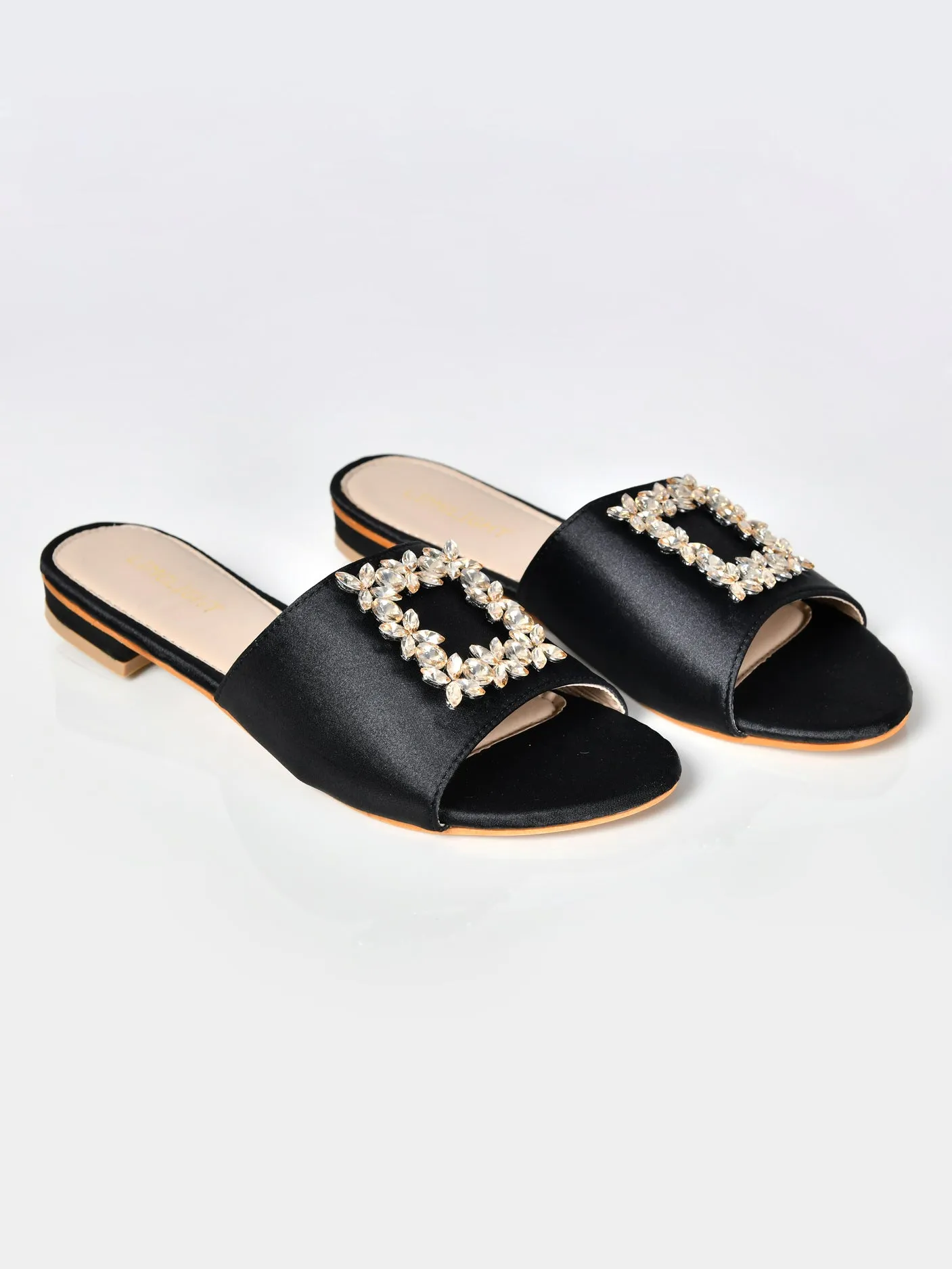 Square Stones Sandals-Black