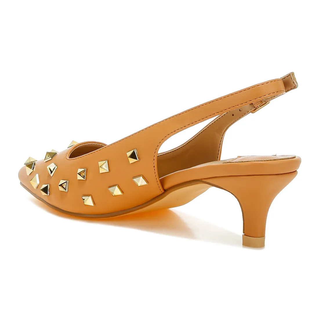 Stud Embellished Kitten Heels