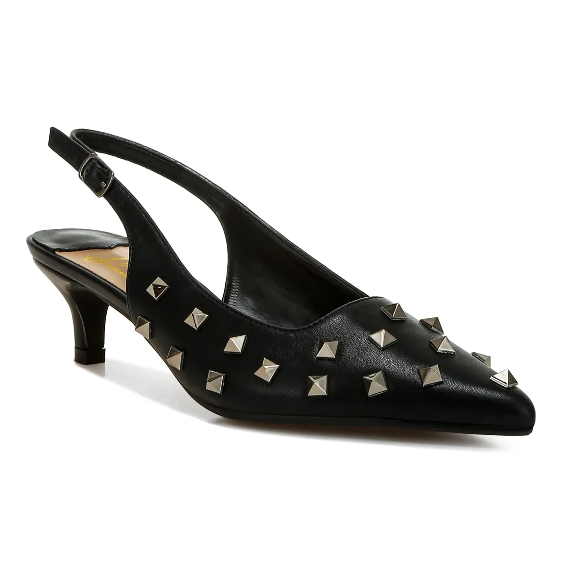 Stud Embellished Kitten Heels