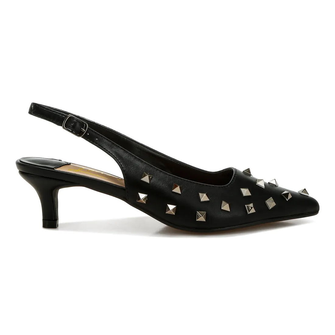 Stud Embellished Kitten Heels