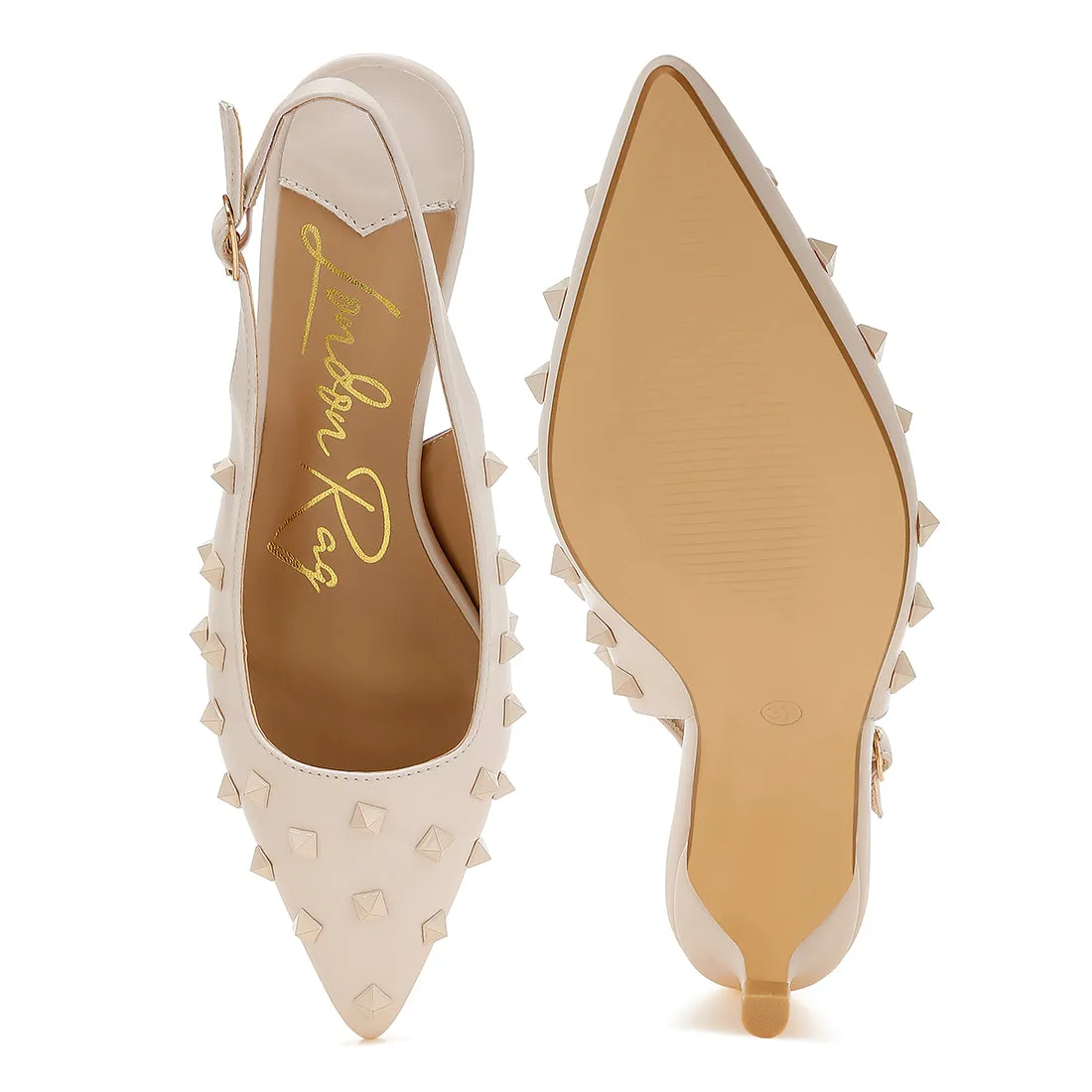 Stud Embellished Kitten Heels