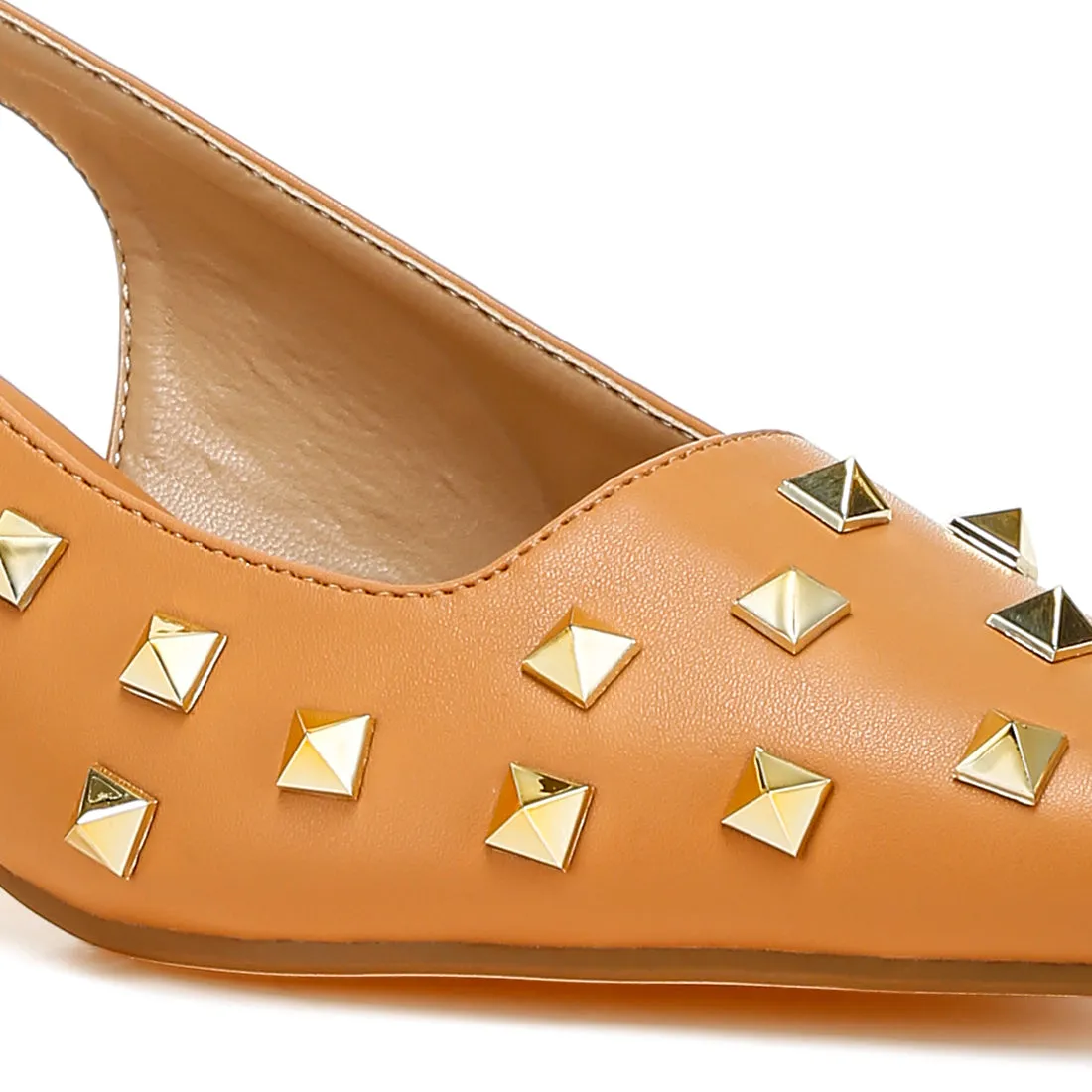 Stud Embellished Kitten Heels