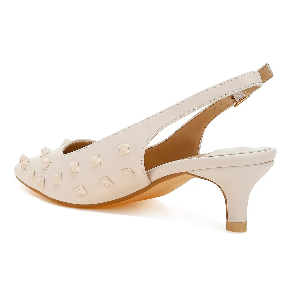 Stud Embellished Kitten Heels
