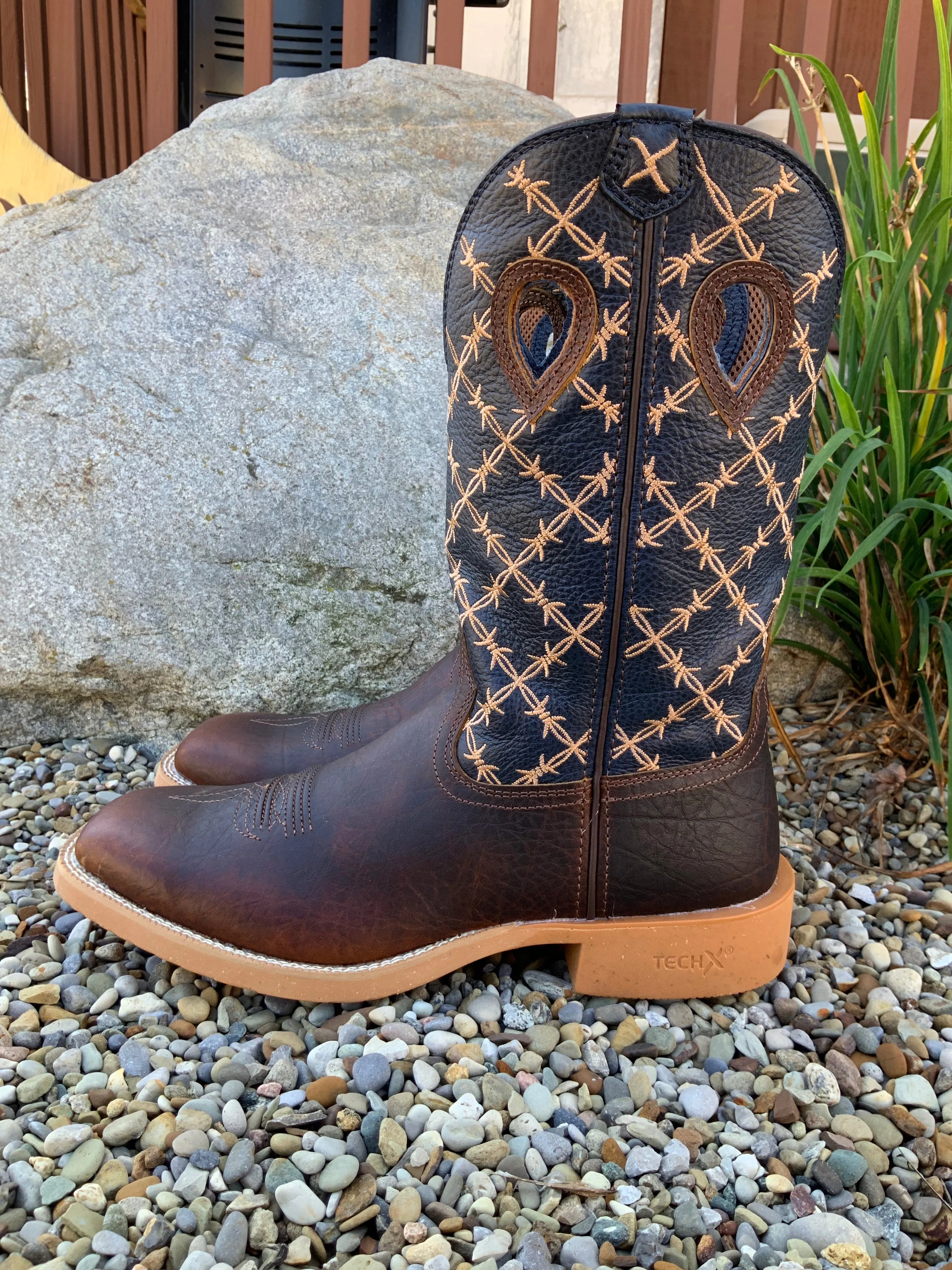 Twisted X Men's 12” Rustic Brown & Navy CellStetch Western Cowboy Boots MXTR004