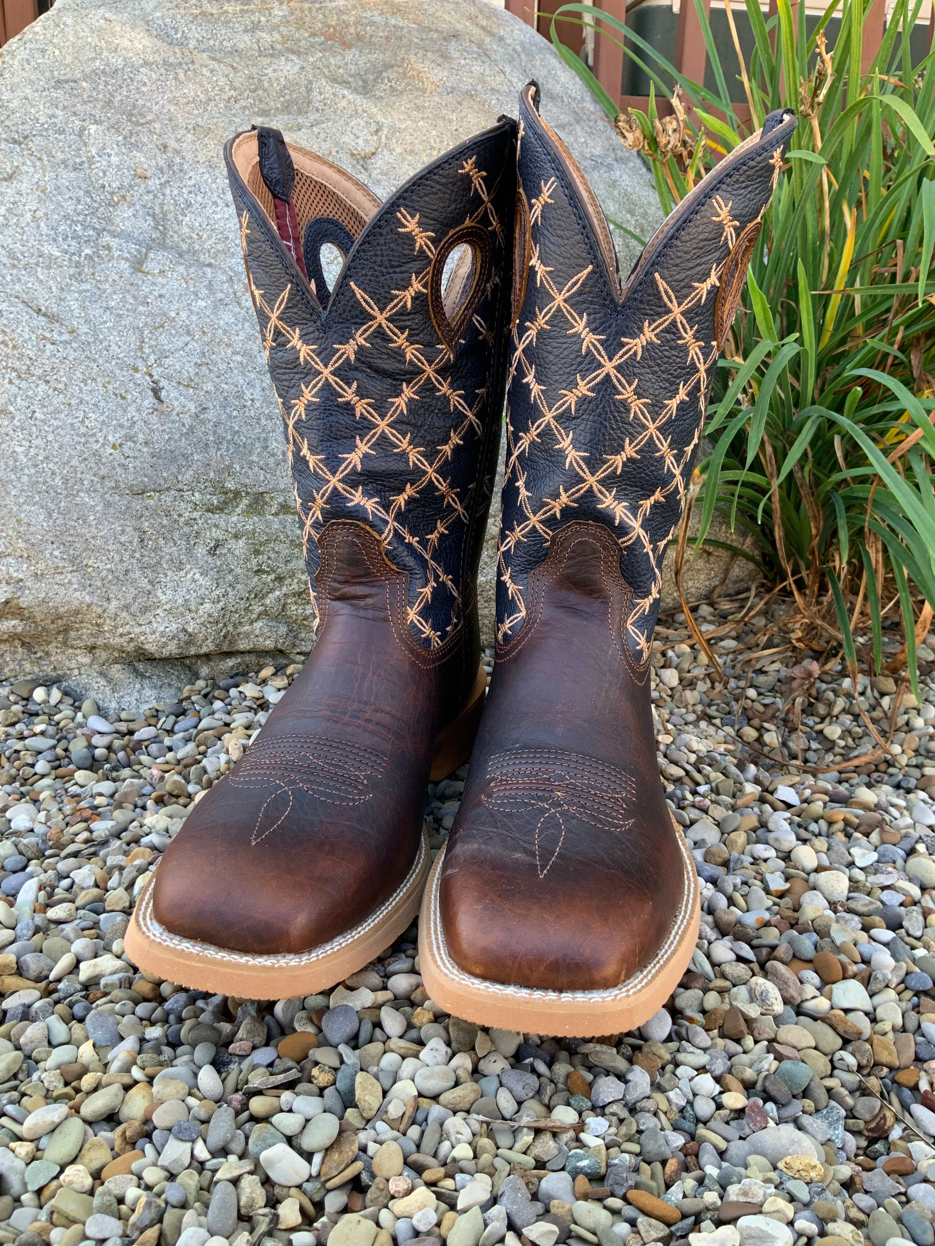 Twisted X Men's 12” Rustic Brown & Navy CellStetch Western Cowboy Boots MXTR004