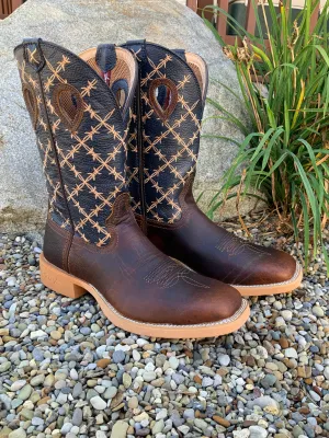 Twisted X Men's 12” Rustic Brown & Navy CellStetch Western Cowboy Boots MXTR004
