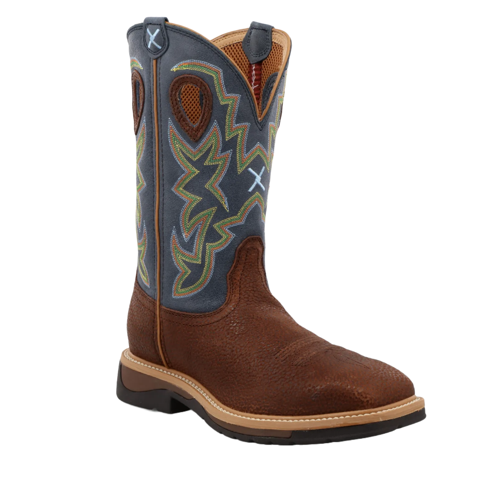 Twisted X® Men's Peanut Distressed & Navy Western Work Boots MLCW016